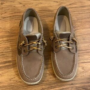 Sperry Top-Sider Brown Leather and Gold Women’s Boat Shoes 7M